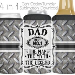 Papa 4 in 1 Dosenkühler Sublimationsverpackung Design PNG Papa Geburtstag 4 in 1 Kühler Becherschale Vatertag Wrap Digitaler Download Mann Mythos Legende