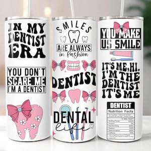 Envoltura para vaso de dentista de 20 oz, diseño PNG de sublimación, divertido diseño dental, descarga digital para regalos de dentista para mujeres.