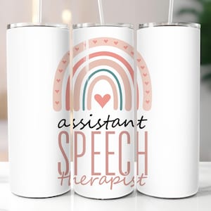Assistant orthophoniste Gobelet maigre 20 oz sublimation Design PNG numérique gobelet emballage téléchargement numérique pour assistant orthophoniste