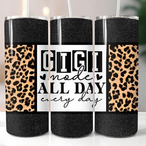Gigi Leopard Tumbler Wrap: 20oz Skinny Tumbler Design PNG Digital Download