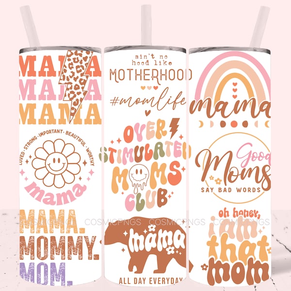 Funny Mom Tumbler Wrap 20oz Skinny Design Sublimation PNG Mama of little ones Tumbler Sarcastic mom Design Wrap