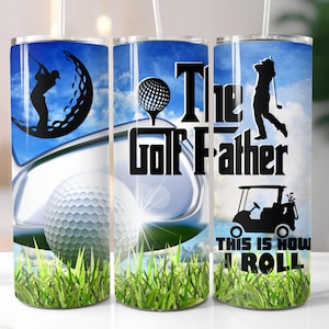 Envoltura para vaso de golf para papá, diseño delgado de 20 oz, sublimación PNG, diseño de padre golfista, envoltura para papá golfista