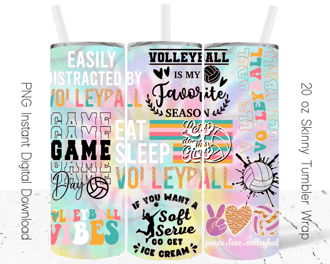 Volleyball Tumbler Wrap 20oz Skinny Design Sublimation PNG Volleyball