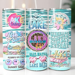Lake Tumbler Wrap 20 Unzen Skinny Design Sublimation Das Leben ist besser am See Sommer Tumbler PNG Digitaler Download Für Frauen