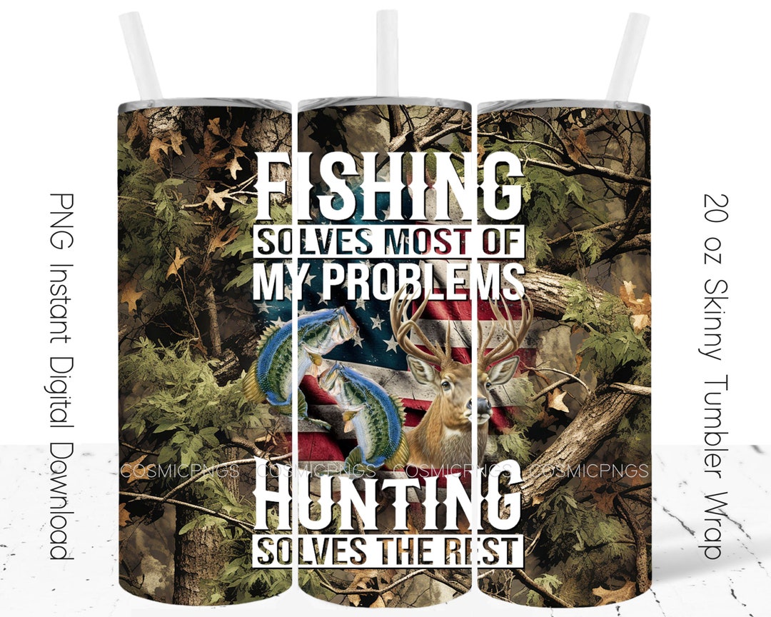Fishing and Hunting Tumbler Wrap 20oz Skinny Design Etsy