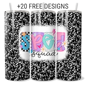 Sped Squd 20 oz mager speciaal onderwijs beker wrap sublimatie ontwerp digitale download, png