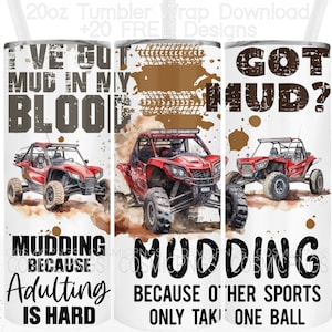 Mudding UTV Tumbler Wrap Sublimation PNG: Funny Off Road Design (Digital Download)