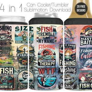 Drôle de pêche 4 en 1 peut refroidisseur sublimation Wrap Design PNG pêcheur citation glacière gobelet téléchargement numérique poisson sur Master Baiter Design