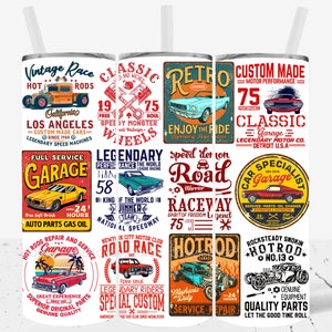 Classic Car Becher Sublimationsentwürfe Car Guy 20 Unzen dünnes Auto-Enthusiast Becher Design Png digitaler Download Hot Rod Racing Alte Autos Retro