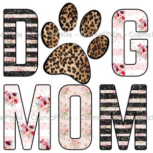 Digital dog mom svg file png printable clip art paw leopard pink floral dog mom download waterslide sublimation transfers mug commercial use