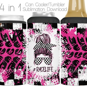 Racing 4 in 1 Dosenkühler Sublimationsverpackung Design PNG Rassenleben 4 in 1 Kühler Tumbler Cup Digitaler Download Datei 4in1 Full Wrap