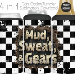 Racing heren 4 in 1 blikkoeler sublimatie wrap ontwerp PNG racebaan koeler Tumbler Cup digitale download volledige wrap demo Derby Mudding