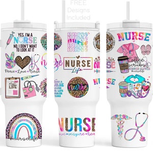 Infermiera 40oz Tumbler Wrap Sublimazione PNG Nurse Life 40 oz Tumbler Wrap La tua vita vale il mio tempo Amore Ispira Guarisci Pace Amore Citazione infermieristica