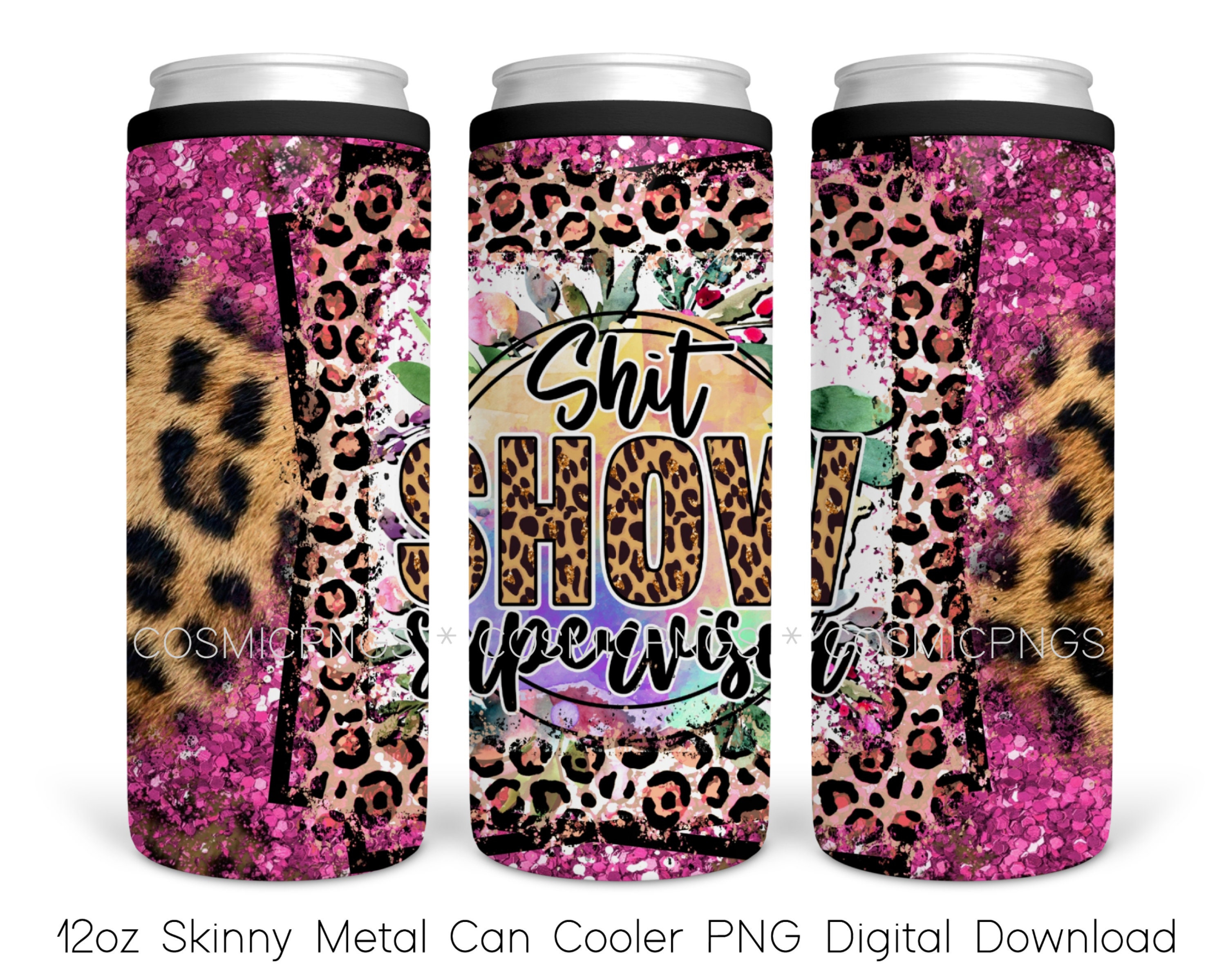 12 oz Pink, Green, Blue and Black Ink Swirl Can Cooler – Sassy Boo