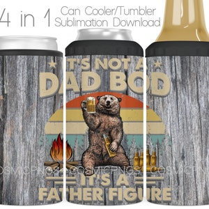Envoltório de sublimação para refrigerador de latas 4 em 1 engraçado para pai PNG Envoltório de copo refrigerador de cerveja 4 em 1 para pai Design de sublimação para pai Download digital Corpo de pai