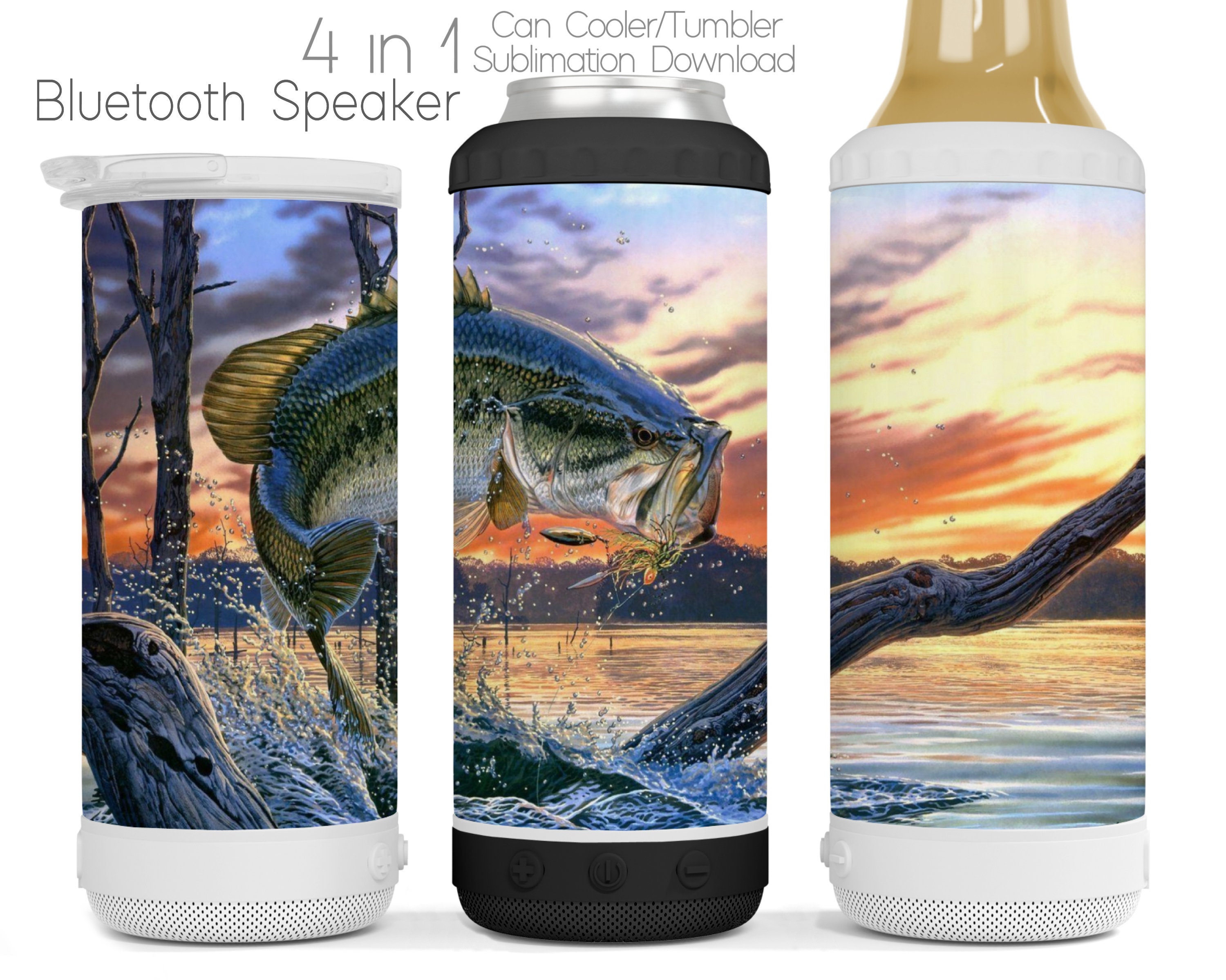Buy Fishing Bluetooth Speaker 4 in 1 Cooler Tumbler Cup Wrap Can