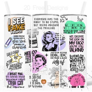 Lustige Becher wrap Sublimation png 20 Unzen dünnes Design schwören sarkastische Zitate Becher Vorlage digitaler Download
