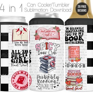 Spicy Book Club Glacière 4 en 1 Sublimation Wrap PNG Probablement Reading Smut Glacière 4 en 1 Tumbler Cup Wrap Design Téléchargement numérique