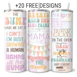 Mama To Be 20oz Tumbler Wrap: Funny Pregnancy Quotes (PNG Download)