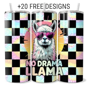 Funny Llama Tumbler Wrap: 20oz Skinny Sublimation Design (PNG Digital Download)