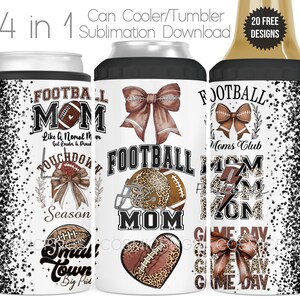 Football Mom 4in1 blikkoeler wrap sublimatie ontwerp PNG Leopard touchdown seizoen 16 oz Tumbler Cup wrap digitale download luider en trotser