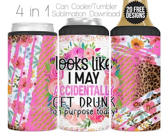 Funny Floral 4-in-1 Can Cooler Sublimation Wrap (Digital Download)
