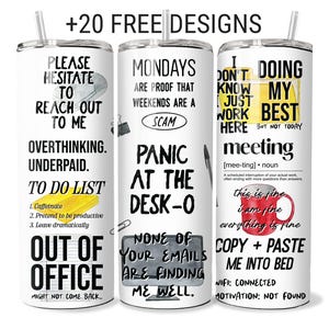 Funny Office Quotes Tumbler Wrap: Sarcastic Work Humor (Digital Download)