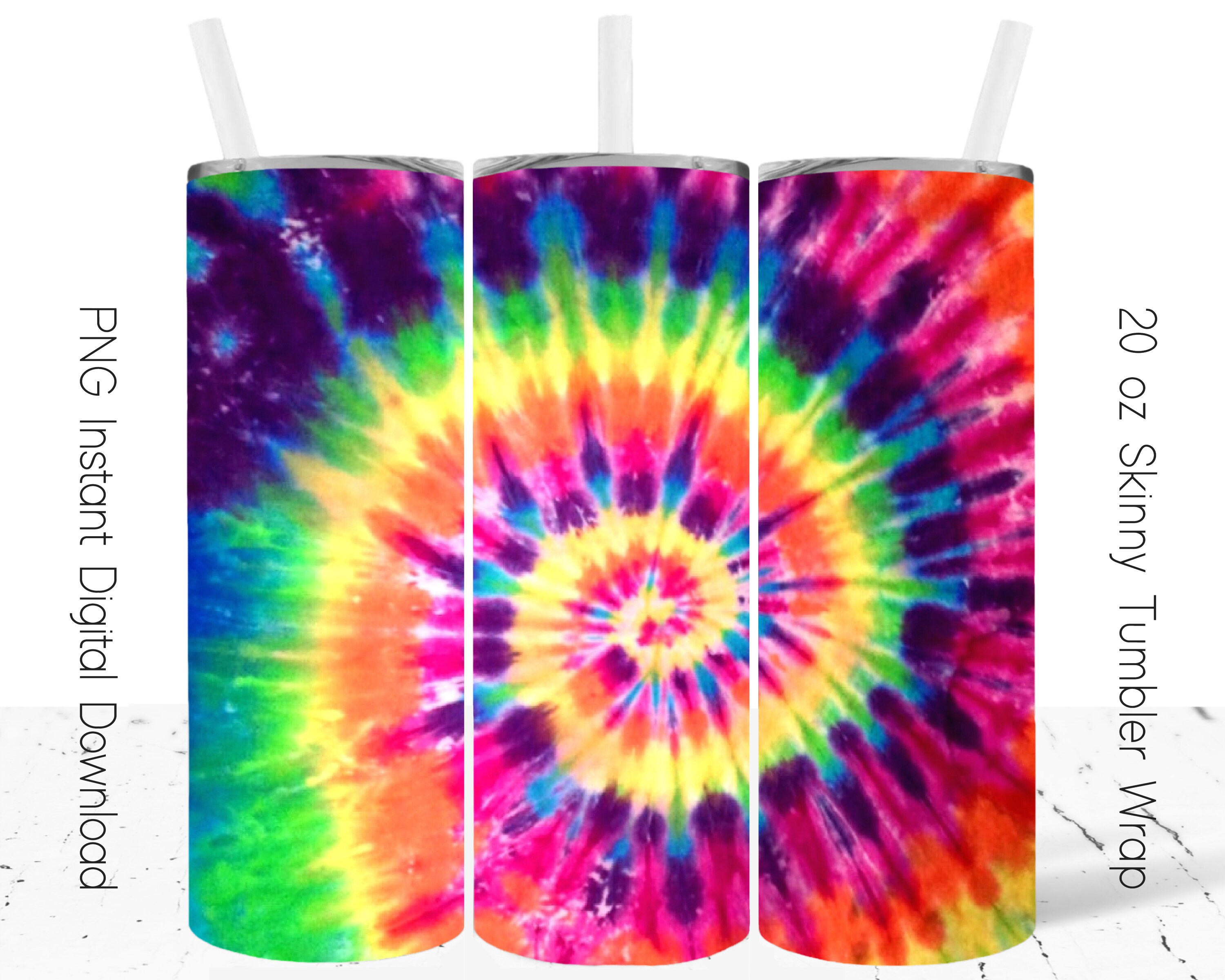 Art & Collectibles Tie Dye 20oz Skinny Tumbler Wrap Sublimation Designs ...