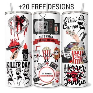 Horror Movie 20oz Slasher Serial Killer Quote Tumbler Wrap Design (PNG Digital Download)