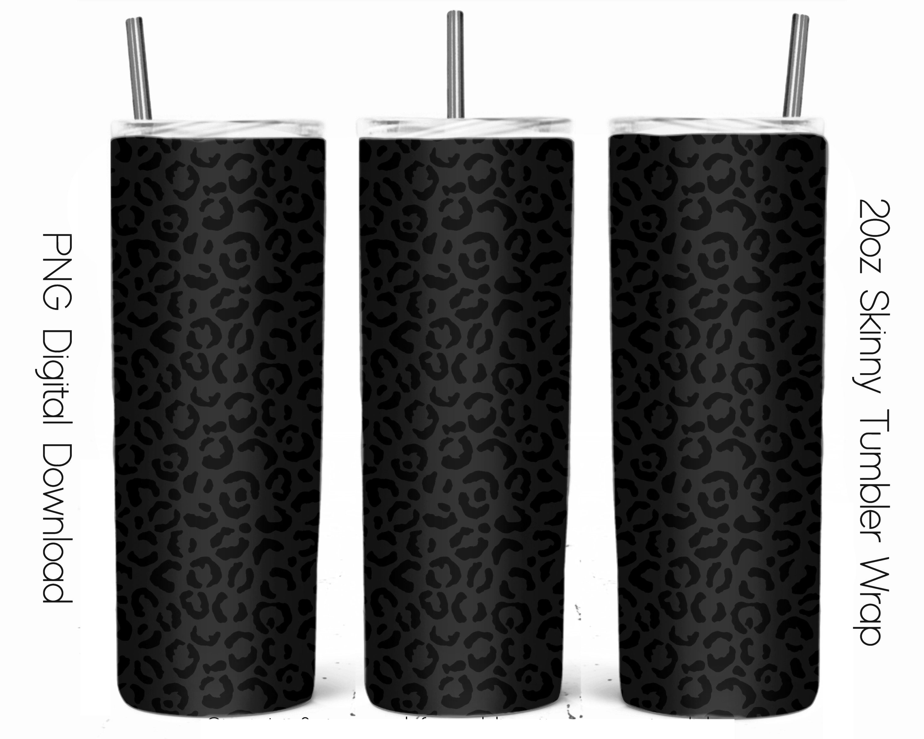 Silver Leopard Black Glitter Straight Sided tumbler wrap 20 Oz Skinny ...