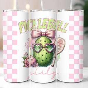 Gobelet de pickleball pour femme Wrap PNG Sublimation Design Skinny 20 oz Croquette Pickleball Citation Girly Téléchargement numérique