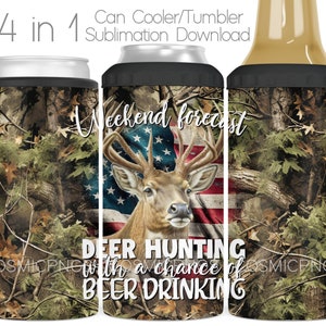 Enfriador de latas 4 en 1 con diseño de camuflaje de caza de ciervos, envoltura de sublimación PNG, divertido enfriador de cerveza, vaso, envoltura de taza, diseño de sublimación, descarga digital