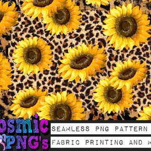 Seamless sunflower and leopard pattern background sublimation sunflower leopard download png seamless pattern fabric file digital paper