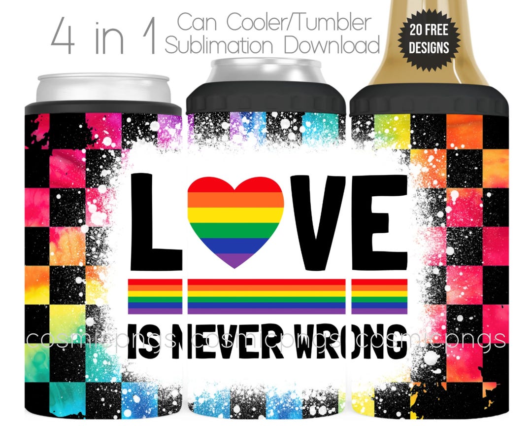 LGBTQ Pride Can Cooler Sublimation Wrap: Love is Never Wrong (digital ...