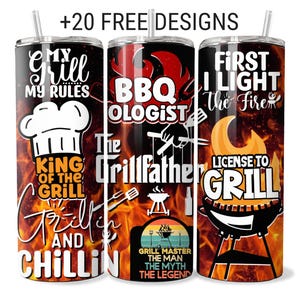 Funny Grilling Tumbler Wrap Sublimation: 20oz BBQ Design PNG (Digital Download)