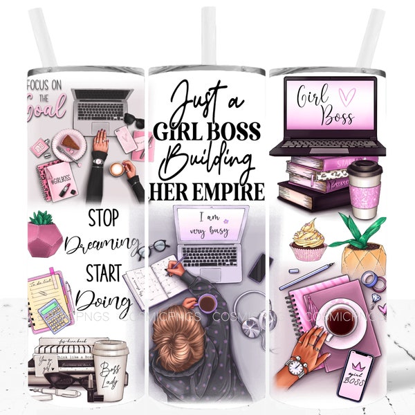 Girl Boss Tumbler Wrap PNG 20oz Skinny tumbler Sublimation Boss Babe Wrap like a Boss Hustle Her Building Her Empire Digital Download