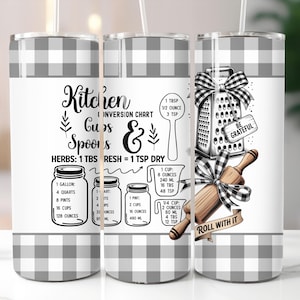 Kitchen Tumbler Wrap Farmhouse Baking Design With Measurment Conversion Chart (PNG Digital Download)