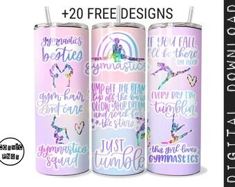 Gymnastics Tumbler Wrap: Tumbling Quotes 20oz Skinny Design Sublimation (PNG Download)