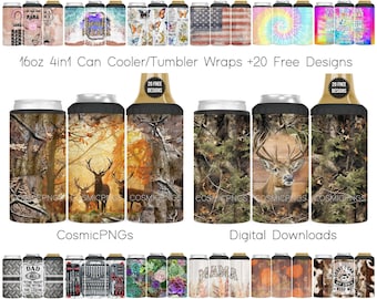 Buck Hunting Camo 4-in-1 Can Cooler Sublimation Wrap (PNG Digital Download)