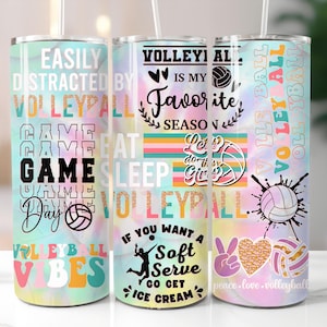 Volleyball Tumbler Wrap 20oz Skinny Design Sublimation PNG Volleyball Quote Tumbler Design waterslide Wrap Download Eat Sleep Volleyball