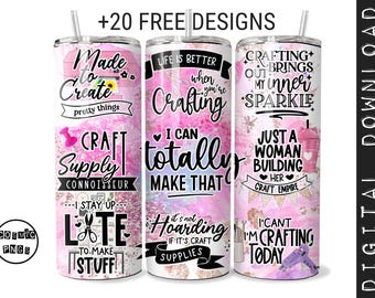 Crafting Tumbler Wrap PNG: 20oz Skinny Tumbler Sublimation Design