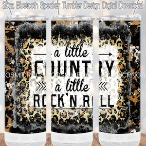 Gobelet à haut-parleur de 20 oz, Wrap skinny design sublimation png Gobelet musique un peu country rock and roll haut-parleur bluetooth modèle de gobelet