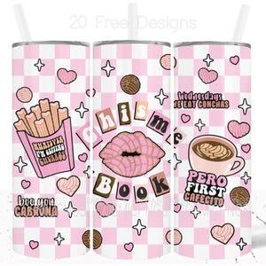 ラティーナ タンブラーラップ 20オンス スキニータンブラー 昇華デザイン チスメブック ペロファースト カフェシート 水曜日はコンチャスを食べる デジタルダウンロード PNG