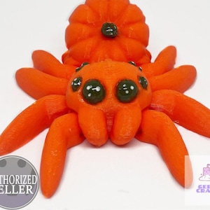 Articulated 3D Printed Pumpkin Spider | Fully Poseable Fidget Toy | Large and Mini Sizes  | Halloween Decor