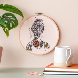 PDF Embroidery Pattern Tattooed Shoulders, modern embroidery pattern, hand embroidery pattern, Hoop art pattern. Botanical embroidery.