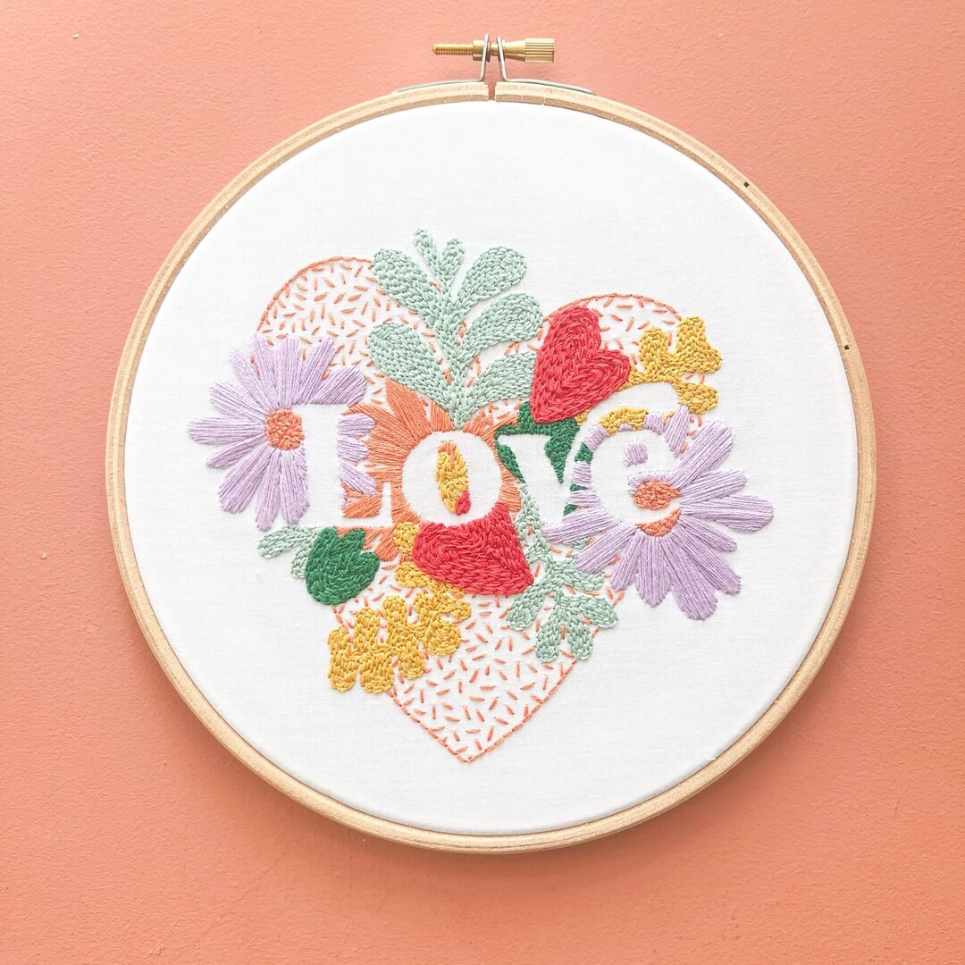 Love Heart Embroidery Pattern Digital Download PDF - Etsy