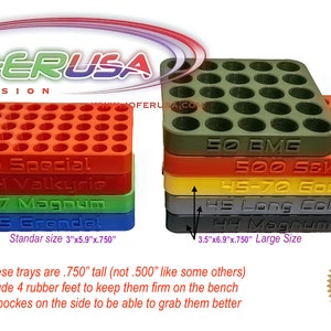 Reloading Block Tray, Multiple Calibers with engraving MAde in USA JOFER USA