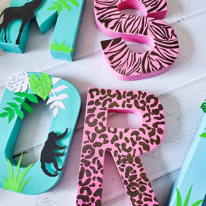 Personalized Safari Wall Letters Animal Safari Nursery Art Etsy
