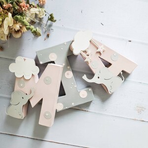 Baby Elephant Name Letters - Neutral Nursery Sign - Nursery Name Letters for Wall - Elephant Nursery Decor - Baby Wall Letters