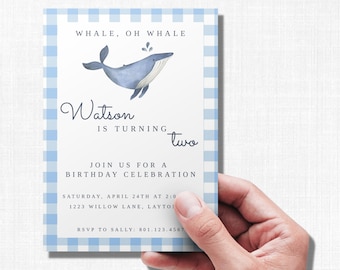 Whale Birthday Invitation Template
